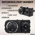 thumbnail image 5 of 25858705 1527J Equipment Headlamp Instrument Panel Dimmer And Dome Lamp Switch With Fog Lamp Switch, 5 of 5