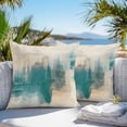 thumbnail image 4 of Abstract Outdoor Pillow Covers Pack of 2 Retro Watercolor Green Modern Waterproof Throw Pillow Covers Decorative Cushion Cases for Patio Garden Tent Balcony Couch 20x20 inch, 4 of 8