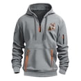 thumbnail image 2 of Sudadera con capucha para hombre, estilo casual, deportivo, de color liso, con cremallera y bolsillo, de manga larga, blusa de poliéster., 2 of 6