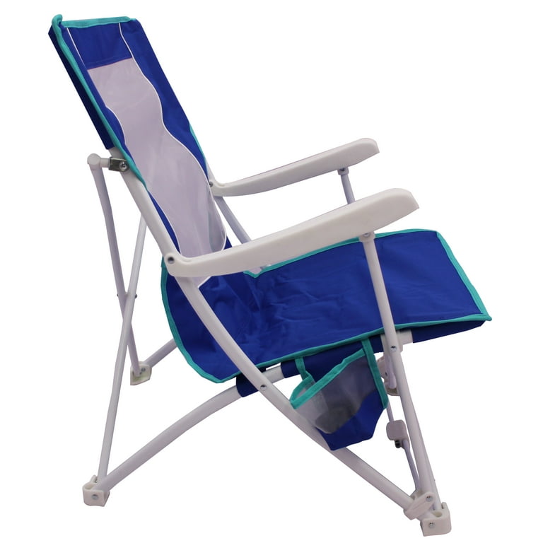 Mainstays Steel Folding Hard Arm Beach Bag Chair with Carry Bag Blue Walmart