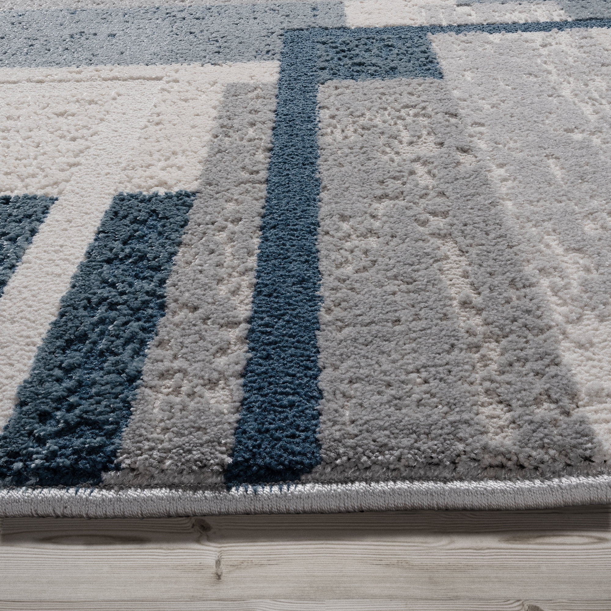 Gertmenian Ethan Abstract Geo Modern Geometric Blue Indoor Area Rug, 9x13