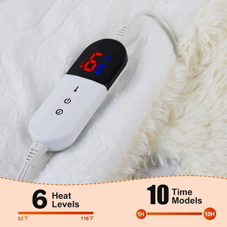84"X90" Faux Fur Electric Blanket with Dual Controllers and Overheat Protection