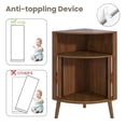 thumbnail image 3 of Bathroom Floor Corner Cabinet with Doors, Freestanding Narrow Storage Cabinets for Living Room, Kitchen, Walnut Color, 3 of 7