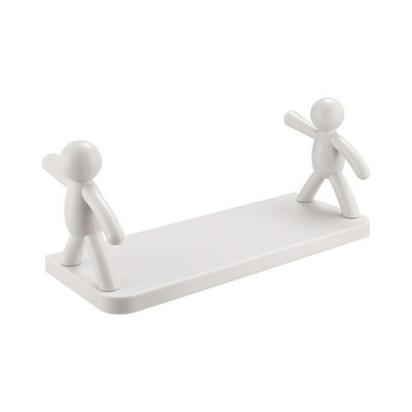 JENIKR White Floating Shelves for Bathroom Organizer Bathroom Shelves Wall Mounted Punching with Cute Doll Small Picture Ledge Shelves Wall Decoration for Bedroom Living Room Rack White