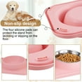 thumbnail image 5 of Armscye Pink Dog Bowls with Feeding Mat, 2 Pcs Stainless Steel Cat Bowls for Food and Water with No Spill Silicone Mat, Pet Dish Bowl for Small Dogs and Cats, 5 of 7