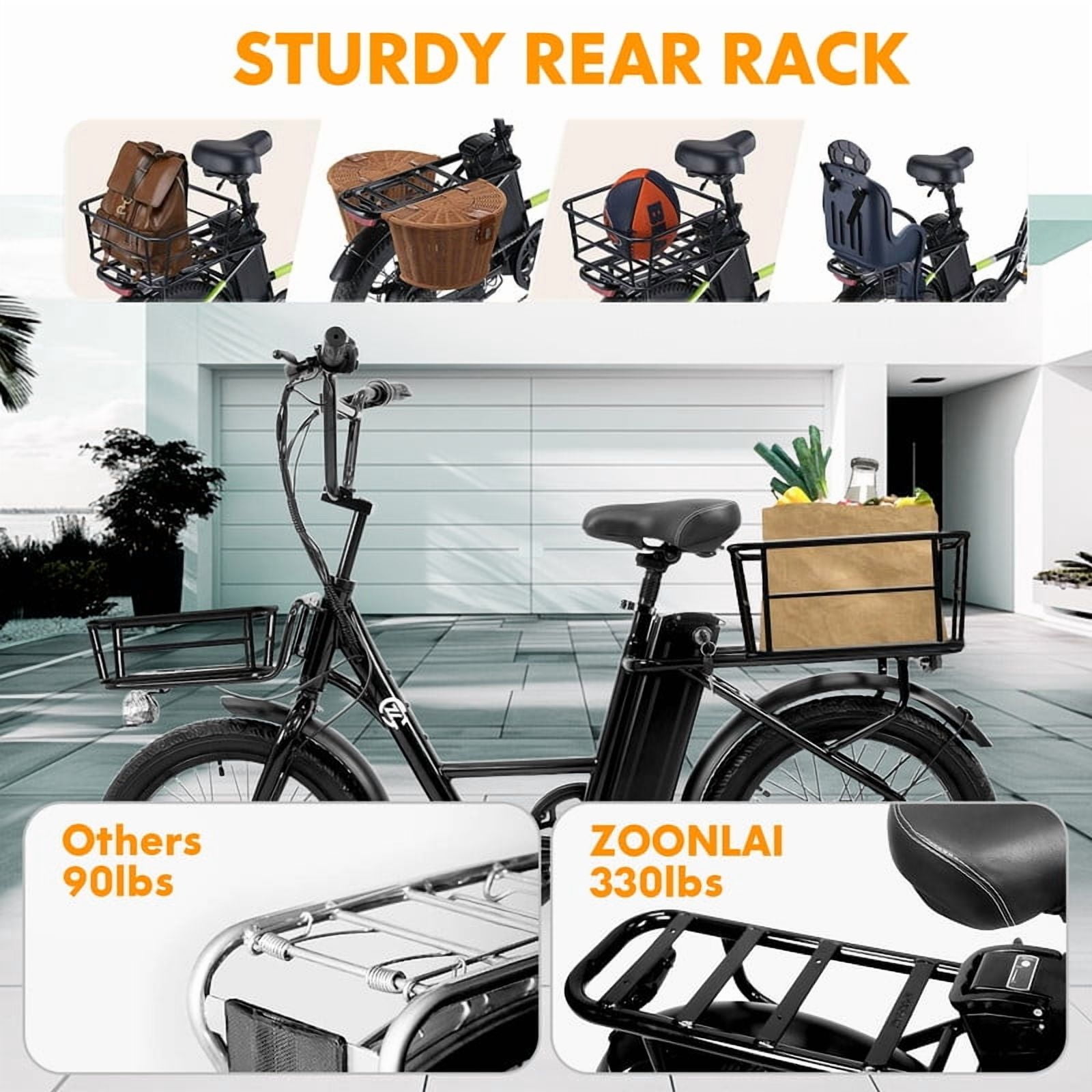 750W Motor 26MPH YYG Electric Bike for Adults,Electric Cargo Bike 32 Miles Long Range Ebike for Adult,48V 10Ah Battery Electric Bicycle 20" Fat Tire 5 Speed Modes E-Bike