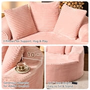 Ovios 58 Oversized Lounge Chair Round Cloud Deep Seat Accent Chair Plush Corduroy Boneless Sofa Chair for Living Room, Pink