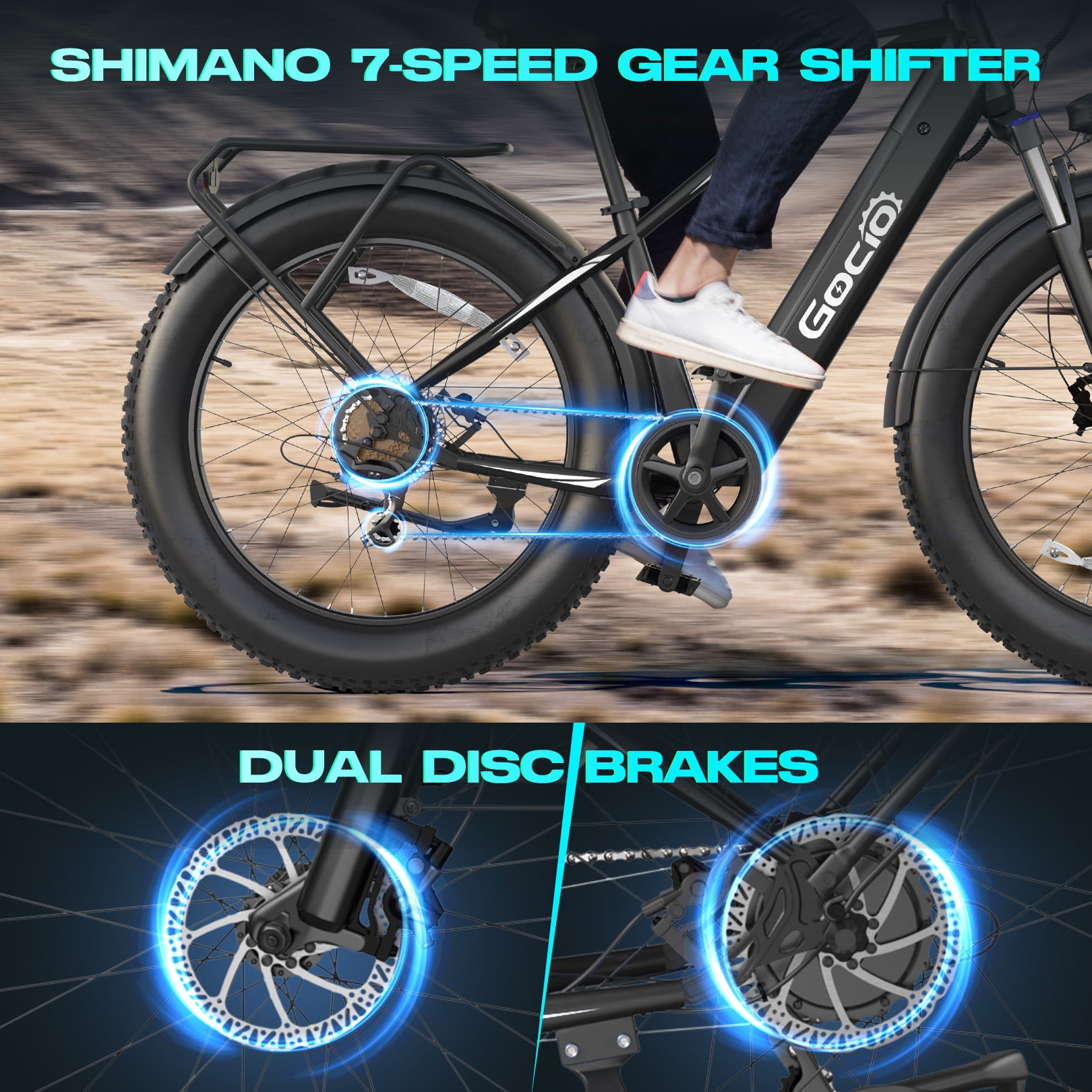 Gocio UL2849 Certified 26"x4.0 Fat Tire Electric Bike for Adults, 1500W Peak Motor, 48V 15Ah Battery, 25MPH Max Speed, Off-Road Mountain E-bike