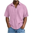 thumbnail image 1 of Dagugfen Tops for Men Plus Size Button Lapel V Neck Loose Solid Color Casual Work Short Sleeve Tee Shirts, 1 of 5