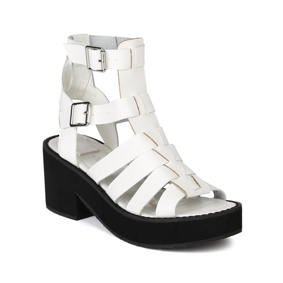 Nature Breeze AH10 Women Leatherette Open Toe Strappy Foam Platform Heel Sandal