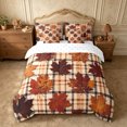 thumbnail image 3 of Erosebridal Plaid Leaves Full Size Bedding Sets 7 Pieces,Fall Checkered Full Size Bed in a Bag,Beige,Reversible, 3 of 6