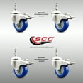thumbnail image 2 of 3 Inch 316SS Blue Polyurethane Wheel Swivel ½ Inch Stem Caster Set Lock Brake, 2 of 2