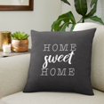 thumbnail image 2 of 18" Suede Gunmetal Gray and White "Home Sweet Home" Decorative Square Pillow, 2 of 2
