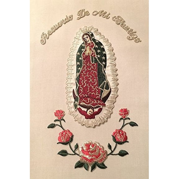 CF3851 Virgin Mary (Quadalupe) Christening Baptism Embroidered Iron On Patch (6.25"x3.5", with Words)