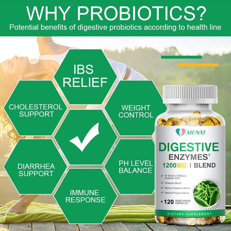 (2 Bottles)Digestive Enzymes with Probiotics and Prebiotics Supplement, Organic Vegetarian Formula, Improves Digestion and Absorption, Relieves Constipation and Bloating