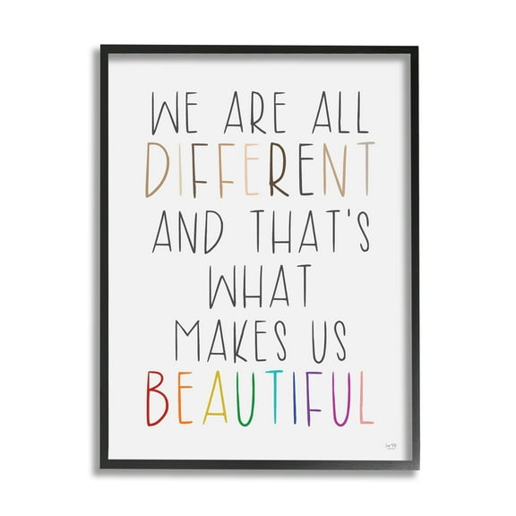 Stupell Industries Different Is Beautiful Inspirational Typography Quote , 24 x 30, Design by Lux   Me Designs