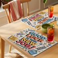 thumbnail image 4 of Orange Blue Words Placemats Set of 8 Funny Words Cartoon Luck Place Mats Indoor Wipeable Table Mats Washable Cloth Dining Table Placemats for Kitchen Holiday Party Home Decor 13x19 Inch, 4 of 9