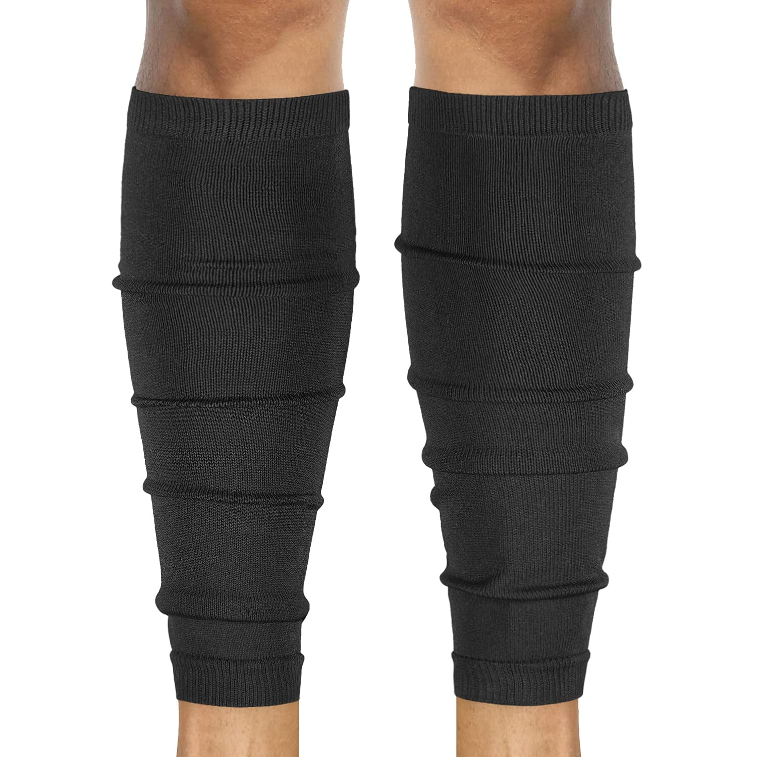 Leg Sleeves Compression Long Sleeve Calf and Shin Supports for Football  Basketball Cycling (Medium, Black) Medium (1 Pair) Black