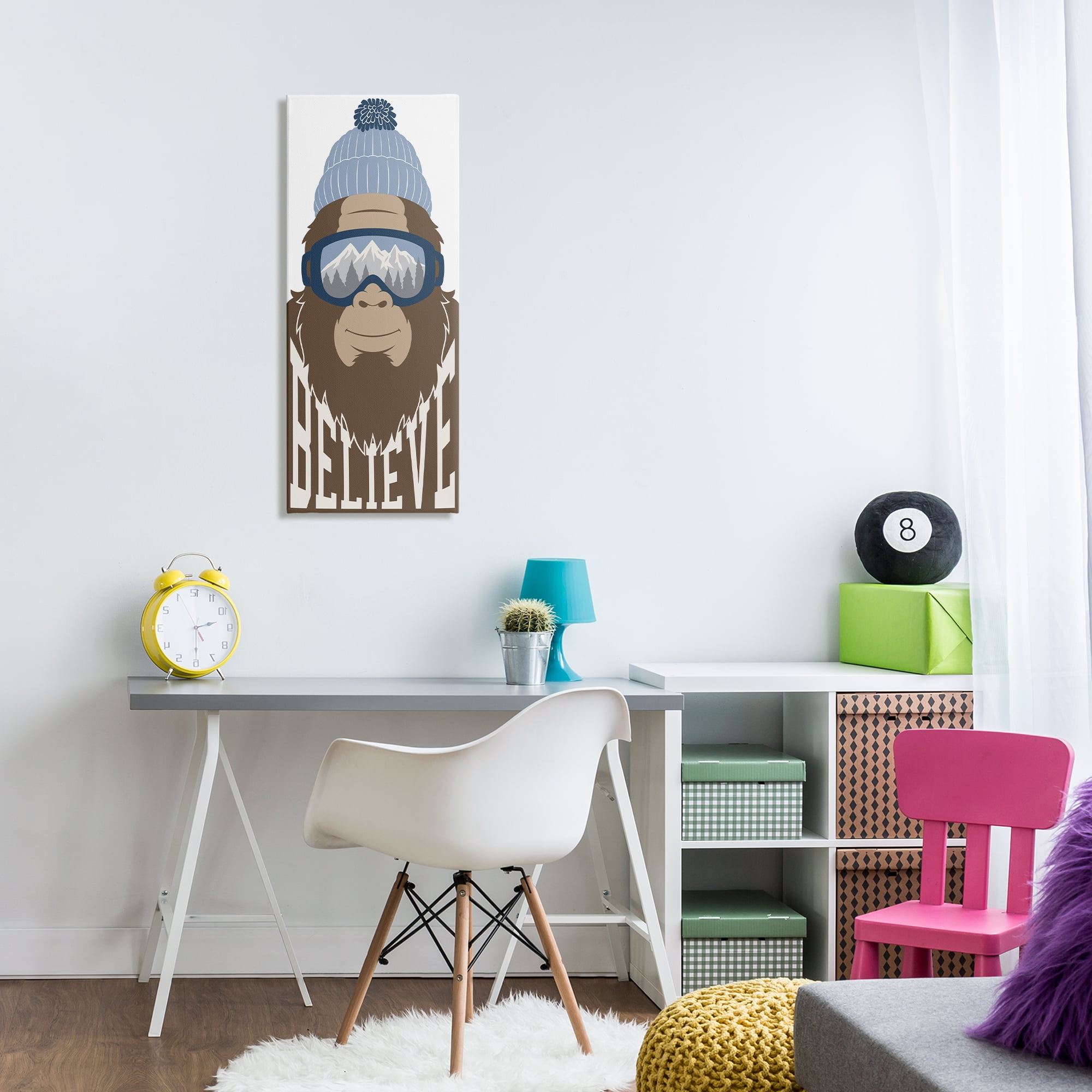 Believe Winter Bigfoot Canvas Wall Art, design by Marcus Prime