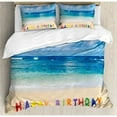 thumbnail image 3 of Birthday Duvet Cover Set Twin Size, Happy Birthday Sign on the Tropical Beach in Hawaii Exotic Sweet Surprise Theme, Decorative 2 Piece Bedding Set with 1 Pillow Sham, Multicolor, by Ambesonne, 3 of 3