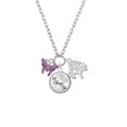 thumbnail image 2 of Delight Jewelry Silvertone Hot Purple Butterfly with 2 Crystals Let Things Go Fall Zoey Charm Necklace, 28", 2 of 4