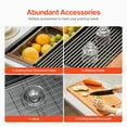 thumbnail image 2 of KFFKFF 33-inch Workstation Kitchen Sink, Top-Mounted 304 Stainless Steel Sink, Single Bowl Farmhouse Basin with Ledge and Various Accessories, Domestic Dishwasher Sink for RV and Bar (Black), 2 of 9