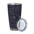 thumbnail image 2 of Fotbe Copper-Gold Gloss Outline Flower Pattern 20 oz Tumbler Stainless Steel Vacuum Insulated Coffee Ice Cup Double Wall Travel Flask Leak-proof Coffee Cup-Without Straw, 2 of 8