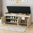 thumbnail image 2 of Dextrus Shoe Bench with Storage Cabinets, Entryway Storage Bench Shoe Rack Organizer Unit , Oak, 2 of 10