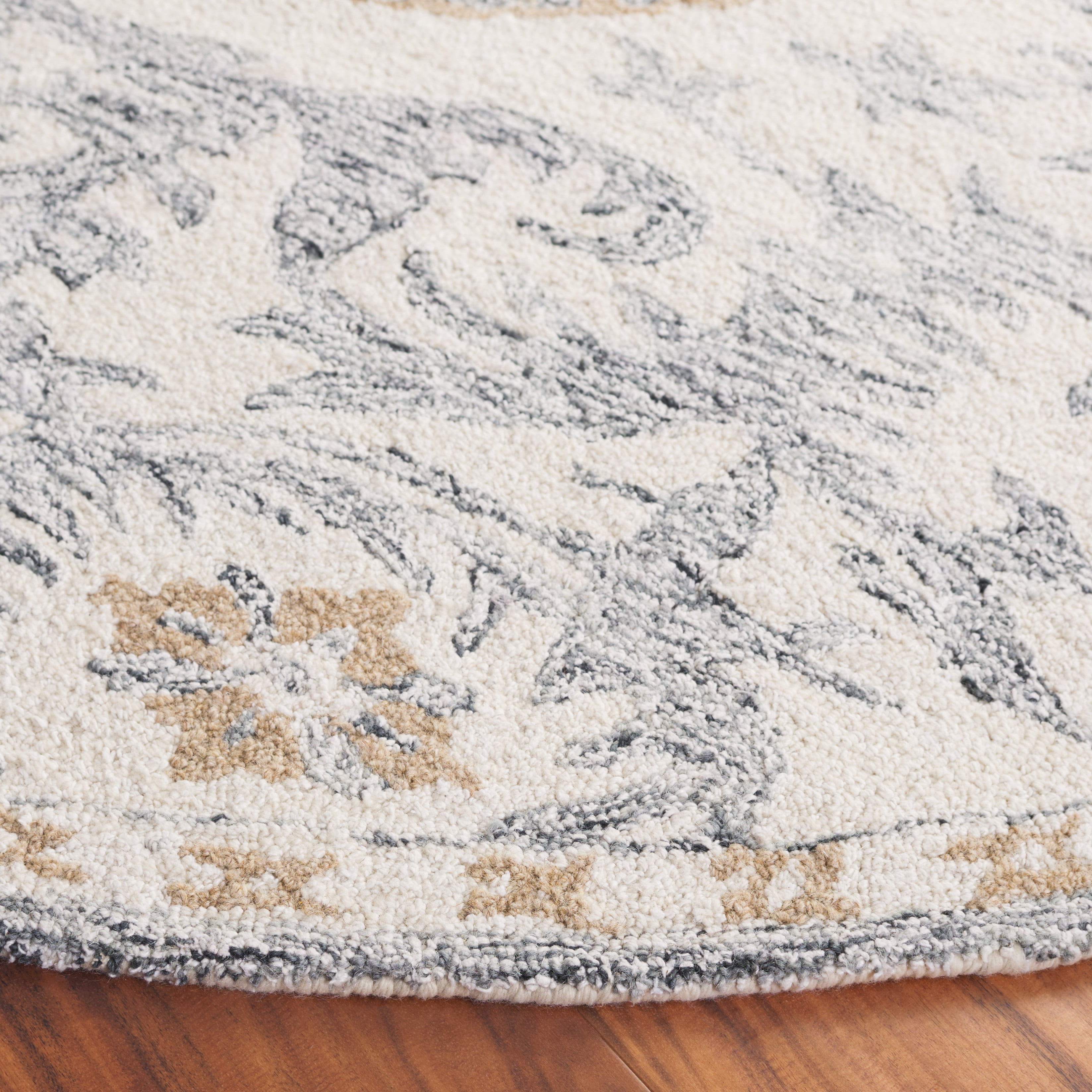SAFAVIEH Marquee Clematis Medallion Area Rug, Beige/Grey, 6' x 6' Round