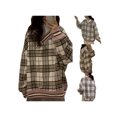 thumbnail image 6 of Women Check Knit Sweater Y2K Argyle Plaid Long Sleeve Sweater E-Girls Knitwear Streetwear, 6 of 9
