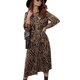 thumbnail image 1 of Vestido de manga larga con estampado floral y botones hasta el tobillo con tiras Vestido largo de moda para dama Raya negra S, 1 of 4