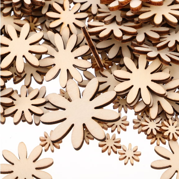 OFFIGAM Wood Flowers Beige Wooden Craft Supplies for Decoration 350Pcs