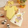thumbnail image 2 of Splozh Baby Girl Outfit 3 6 9 12 18 Months Baby Girl Clothes Suspender Skirt Newborn Ruffled Romper Dress Headband Outfits,Yellow,3-6 Months, 2 of 5