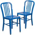 thumbnail image 1 of Commercial Grade 2 Pack Blue Metal Indoor-Outdoor Chair, 1 of 9