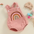 thumbnail image 2 of Musuos Baby Girl Corduroy Romper Overalls 0-12M Rainbow/Strawberry Embroidery Sleeveless Jumpsuit, 2 of 8