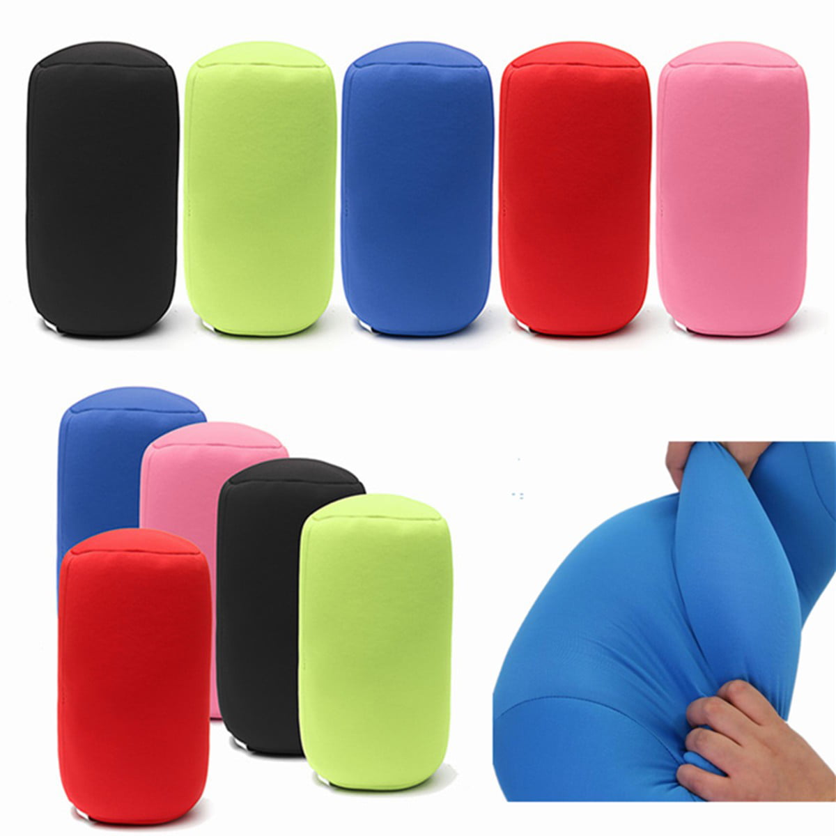 Porable Microbead Roll Pillow For Home Office Travel Bed