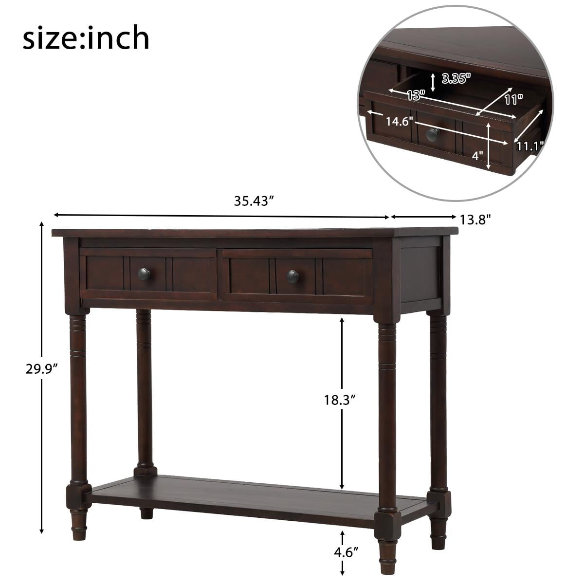 Zimtown Modern Farmhouse Wood Buffet Sideboard Console Sofa Table Side Desk Entryway Hall Accent Table with Storage Drawers & Bottom Shelf