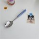thumbnail image 3 of Cuchillo y tenedor de acero inoxidable, cuchara a cuadros rojo y azul, 3 of 5