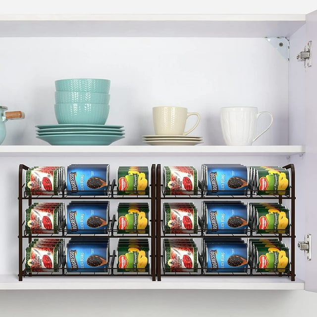 Organizador de Estante de Dos Piezas Apilable, Adecuado para 72 Latas de Gran Capacidad, Encimeras de Cocina y Sala de Estar