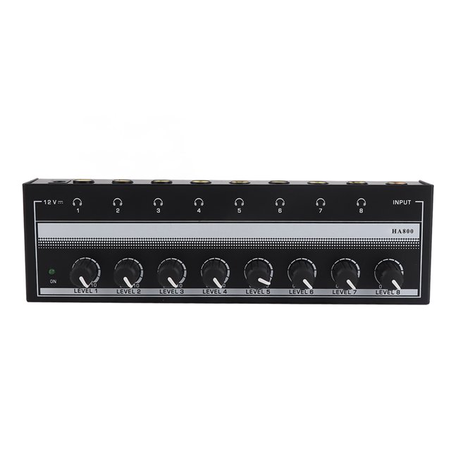 Headphone Amplifier, 8 Channel Portable Metal Stereo Amplifier for Studio and Stage 100 to 240V