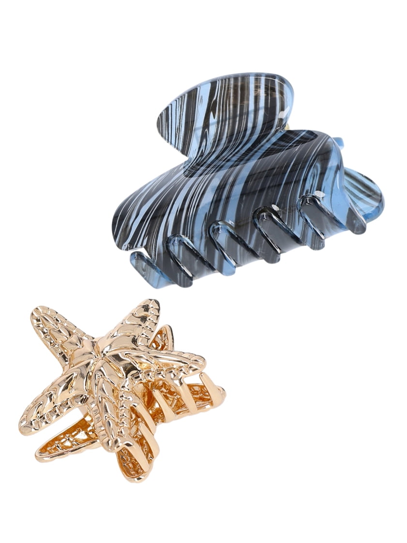 Time and Tru Women's Mini Gold Tone Metal Claw Clip Set, 4-Piece