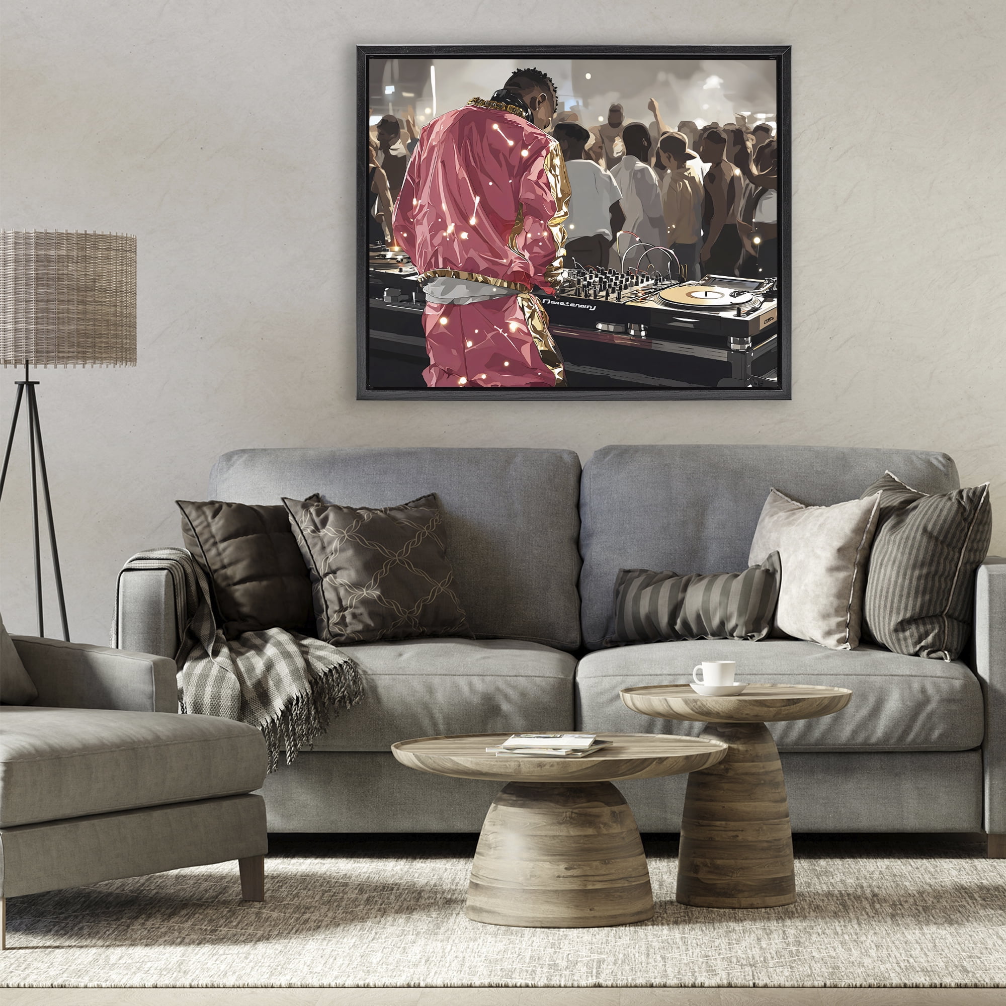 Stupell Industries DJ Performance At Nightclub Black Framed Floater Canvas Wall Art, design by Franklyn Gregory