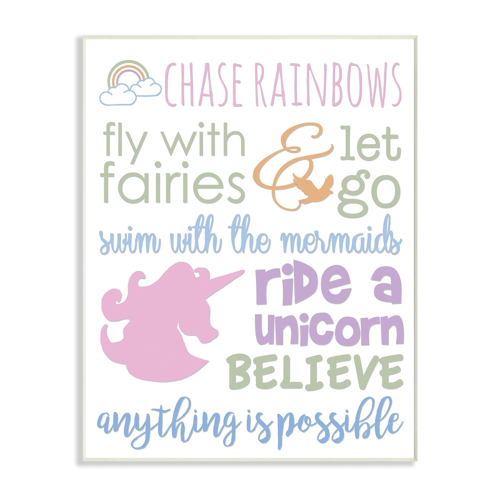 Stupell Chase Rainbows Believe Typography Wall Plaque Art 10 x 15