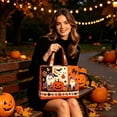 thumbnail image 4 of Halloween Bags Treat/Duffle Zipper Pumpkin Ghost Graphics Print Casual Travel Tote, 4 of 5