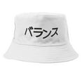 thumbnail image 2 of Ludlz Unisex Harajuku Bucket Hat Japanese Letters Print Hip Hop Fisherman Cap for Women Men UV protection, 2 of 4