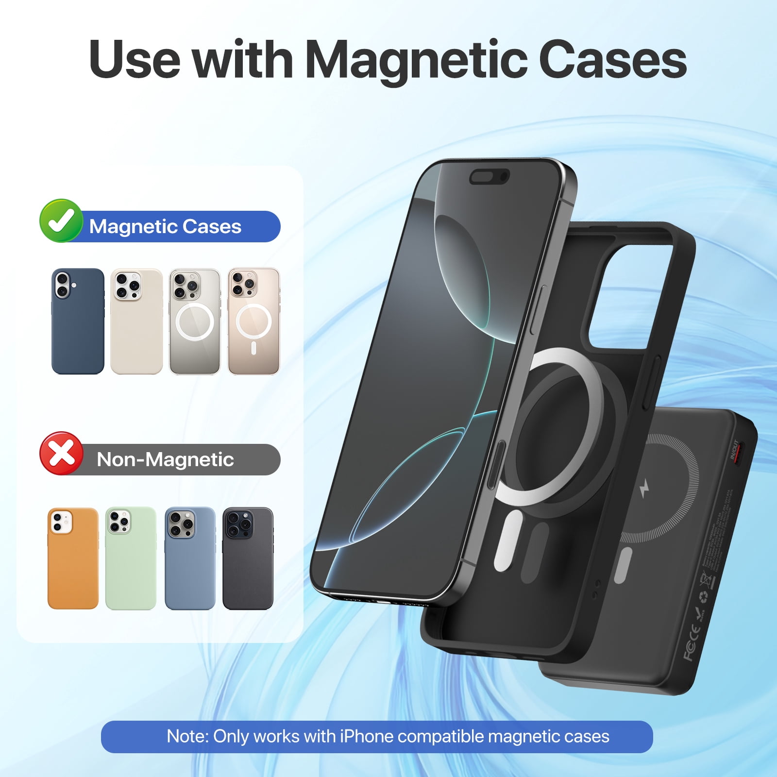 PGYOB 2 Pack Magnetic Power Bank 10000mAh, Wireless Power Bank, Portable Charger With 22.5W PD Fast Charging , LED Power Display for iPhone 15/16/14/13/12 Pro/Pro Max/Plus/Mini Series