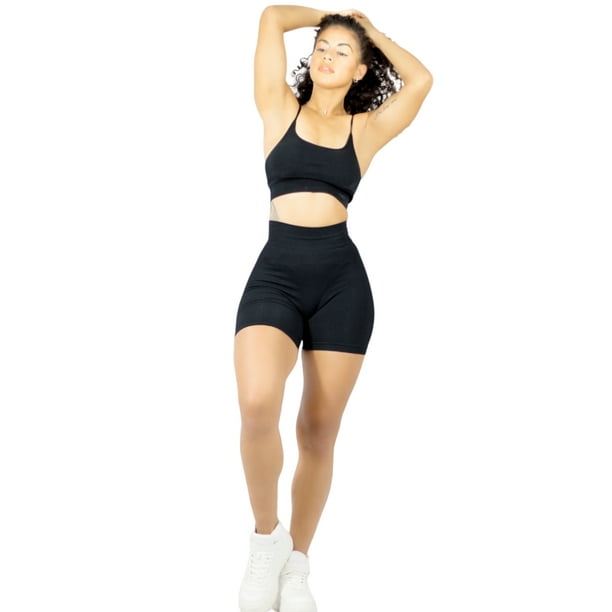 Conjunto Deportivo Mujer Short Biker Top Stretch Fit Push Up
