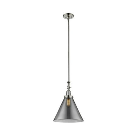 

Polished Nickel Tone Mini Pendants 12 Wide Plated Smoke Glass Steel/Cast Brass Medium Base LED 1 Light Fixture