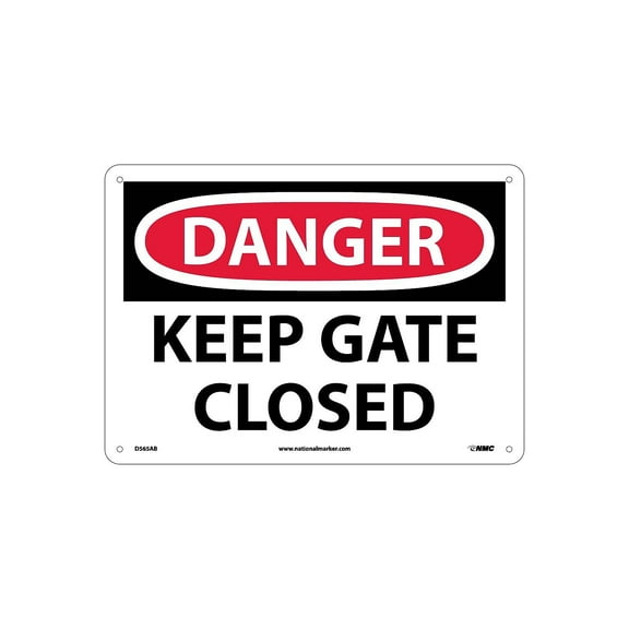 National Marker Danger Signs; Keep Gate Closed 10X14 .040 Aluminum D565AB