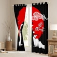 thumbnail image 3 of Homewish Japanese Ukiyo-E Black Out Curtains,Red Moon Architecture Silhouette Curtains Pack of 2 (42x63 Each),Japan Theme Bedroom Curtains For Boys Kids,Luxury Bedroom Decor, 3 of 6